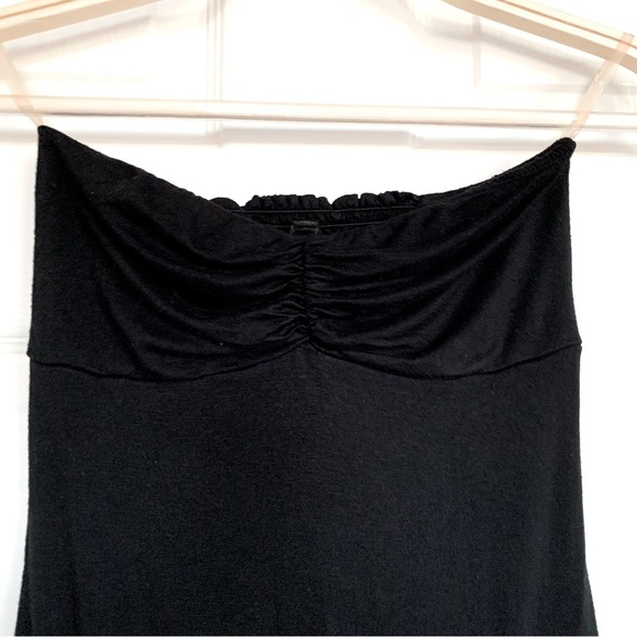 Black Ruffle Ruched Smocked Knit Strapless Dress - Picture 2 of 4